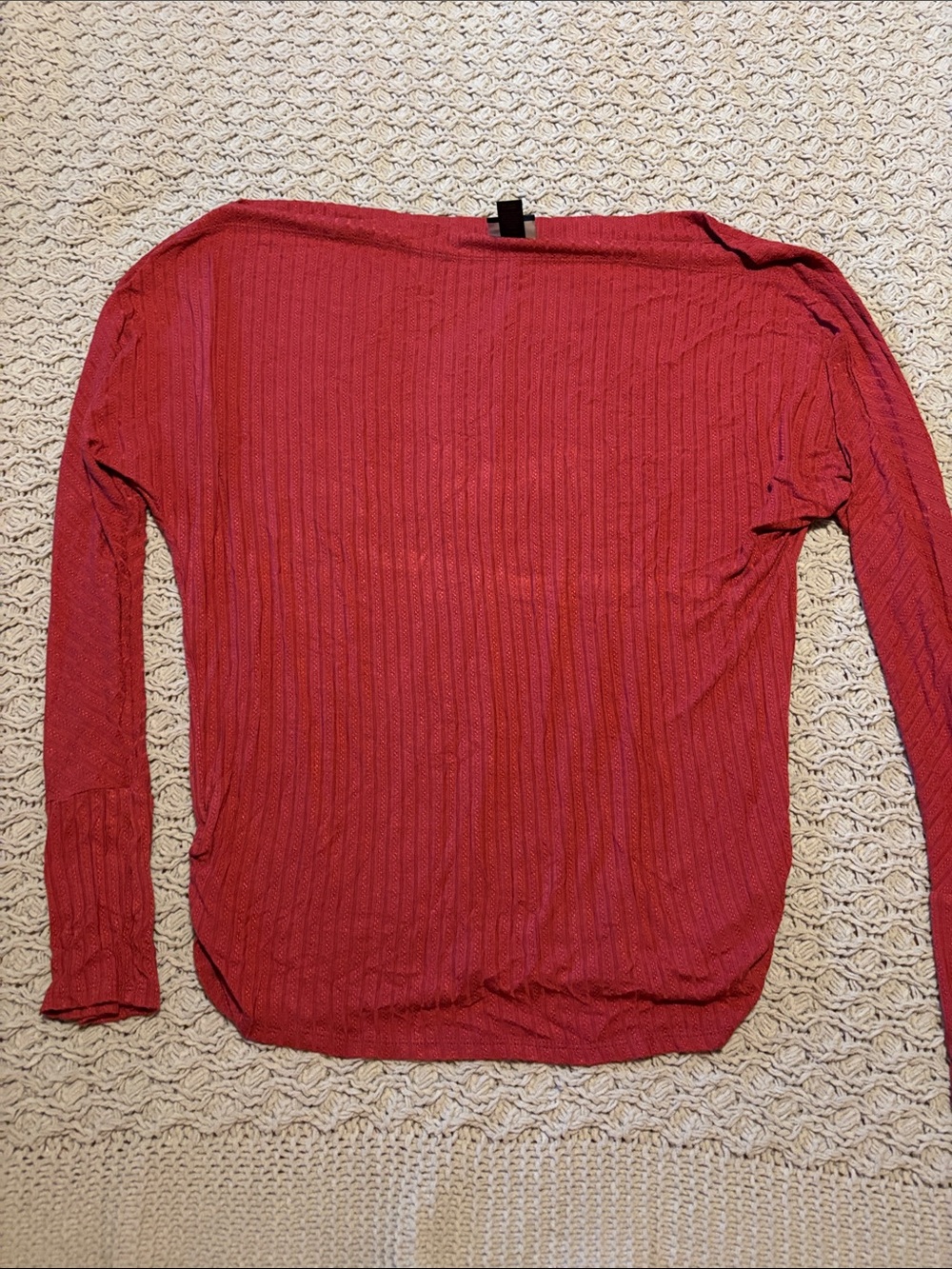 Daytrip Red Ribbed Long-Sleeve Top